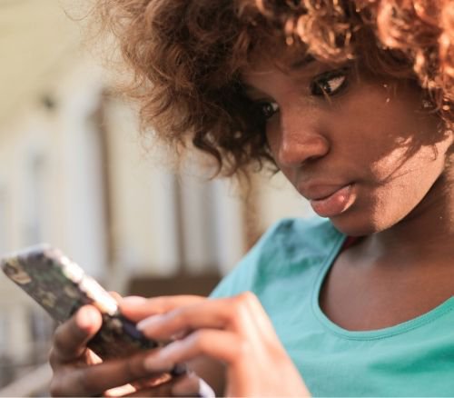 Woman looking at her phone